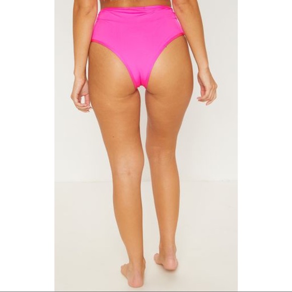 Pink Bandeau Bikini Top & High Waisted Bottom - Picture 6 of 8